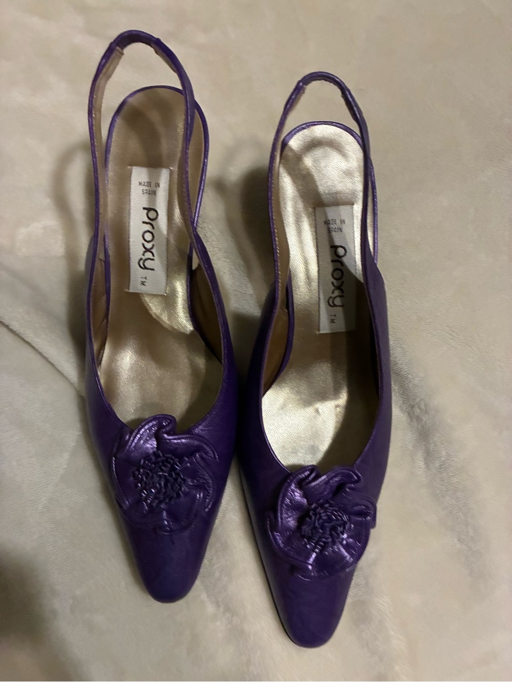 Proxy Purple Slingback Women's Flats with Floral Accent